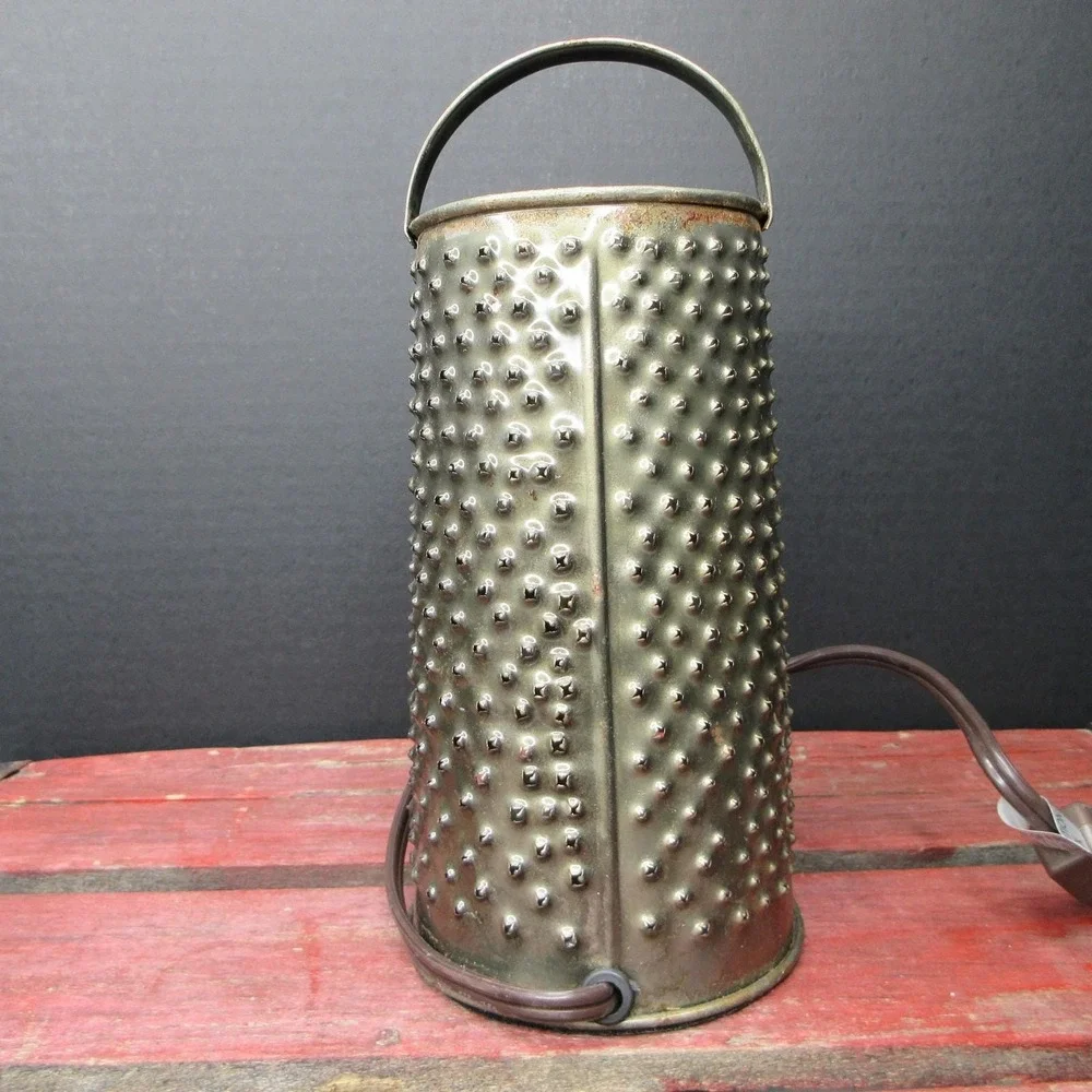 Primitive Grater Lantern Lamp Light Primitive Rustic Farmhouse Decor Electric